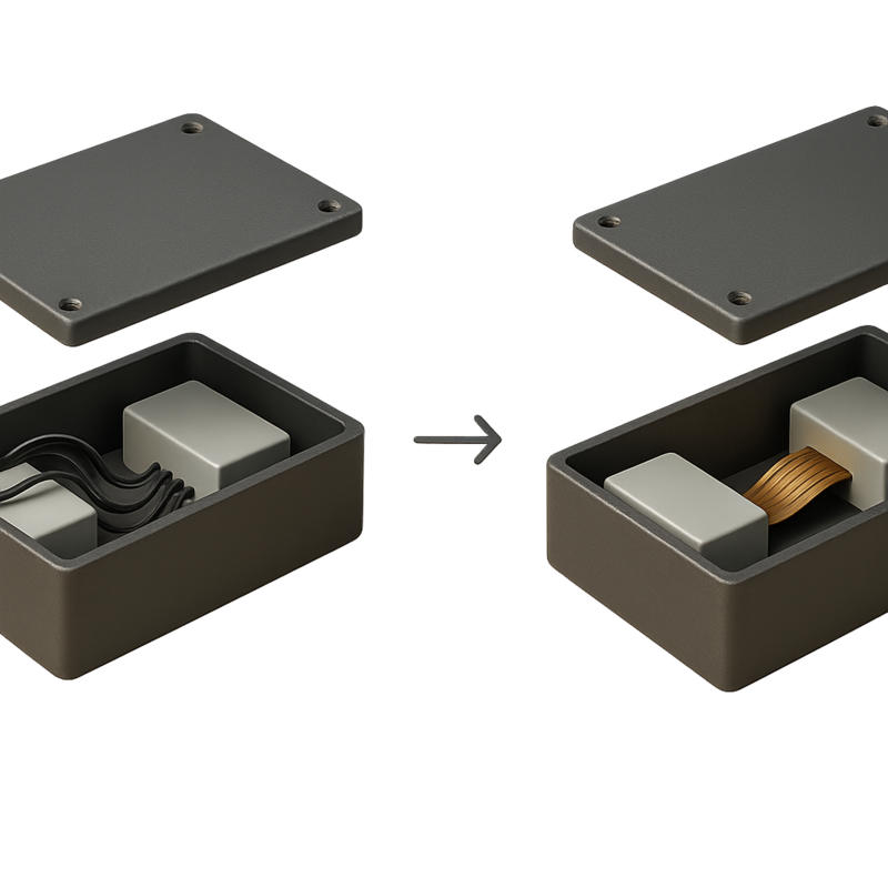 Replaced individual wire connections in enclosure  with a single flexible PCB.